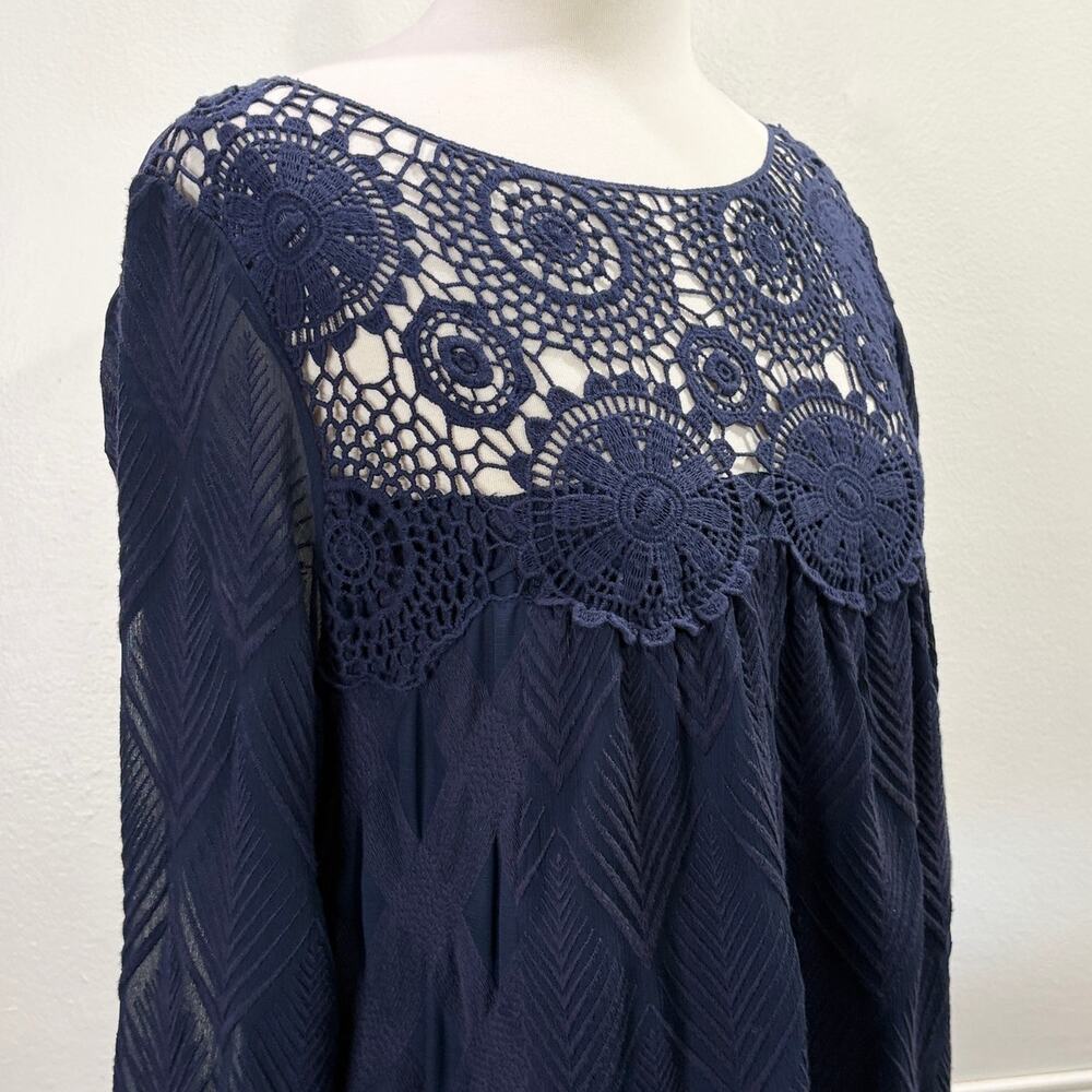 Holding Horses Size S‎ Augusta Swing Dress Crochet Lace Navy Cottagecore Boho - Picture 9 of 12